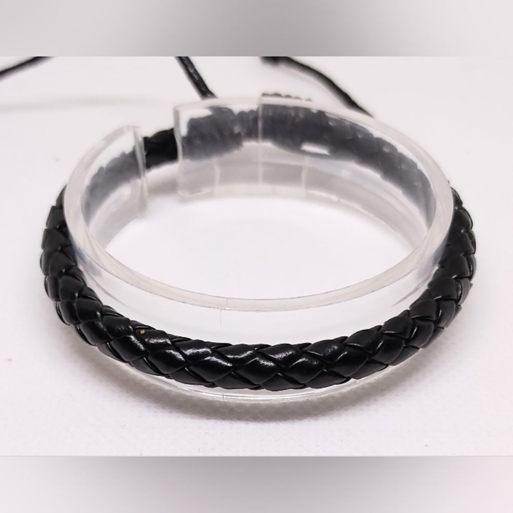 Men's Leather Bracelet Braided‎ Black f5